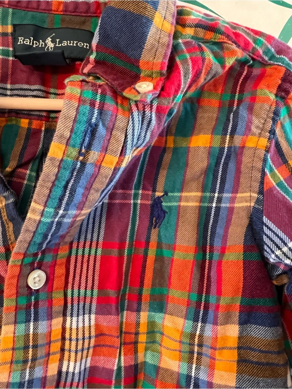 Ralph Lauren Multicolor Plaid Button-Down Shirt 2T 100% cotton
